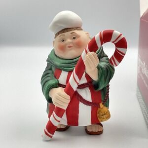 Vtg Department 56 Merry Makers Calvin Candycane Striper Ceramic Figurine W/ Box
